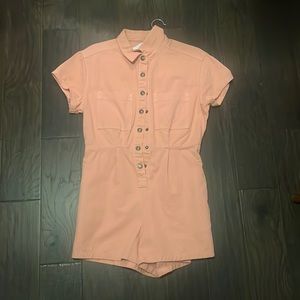 urban outfitters peach denim romper
